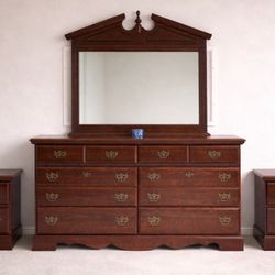 Solid Wood Bedroom Set – Dresser + 2 Nightstands – Delivery Available Today