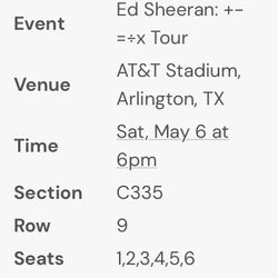 Ed Sheeran Concert tickets 