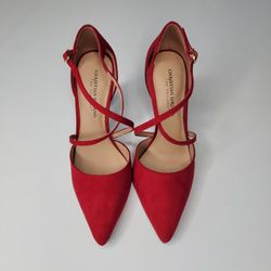 Christian Siriano Red Suede Pumps Size 9