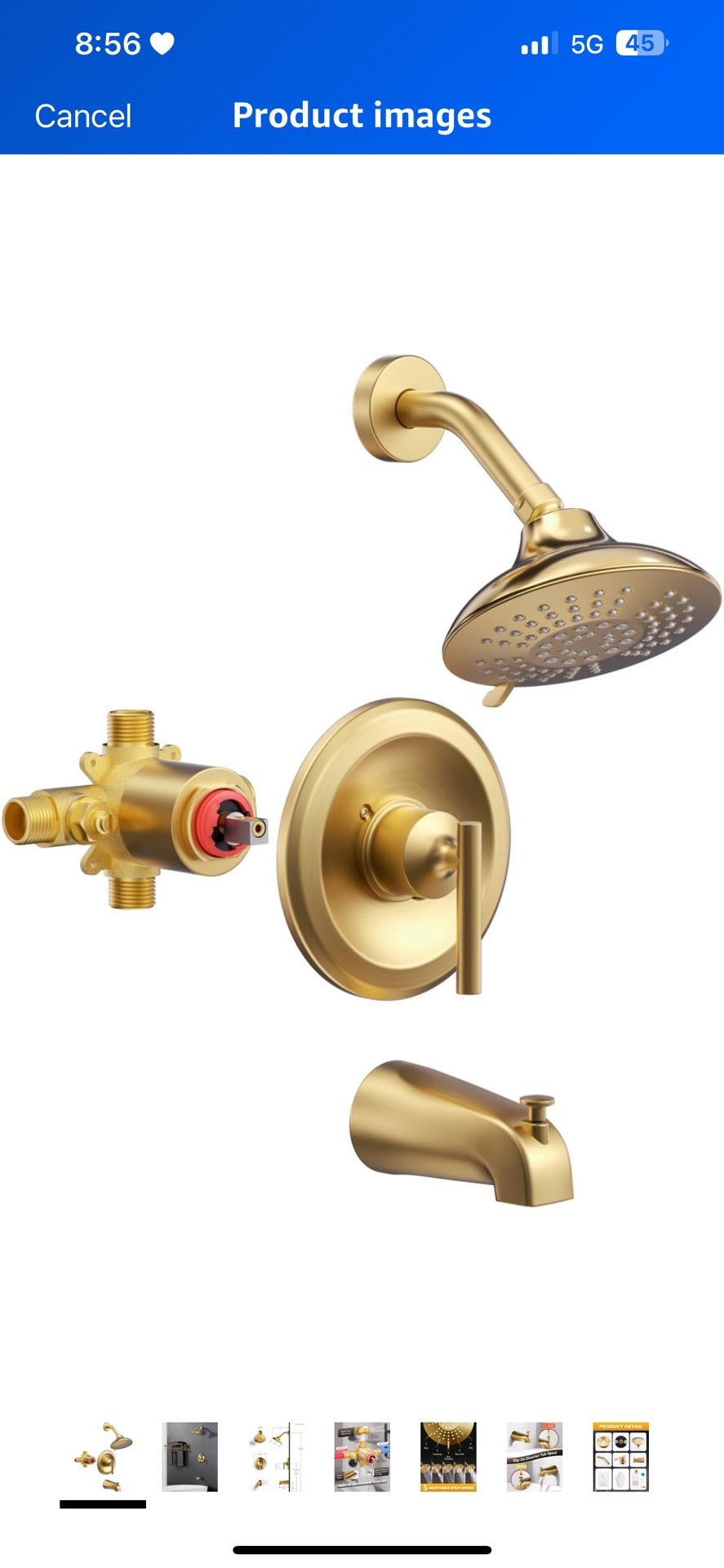 Gold Shower Tub Faucet Set: WOWOW Single Handle Bathroom Shower 