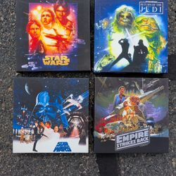 Star Wars Canvas Wall Decor Art Set Of 4  8x8” Each Movie Poster Print Ad