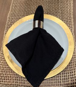 Set of 10 Black Cloth Napkins
