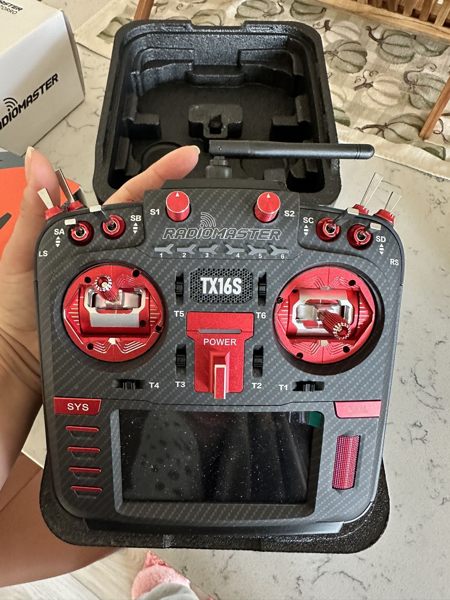 RadioMaster TX16S MKII Max 2.4GHz 16-Channel Radio System w/AG01 Gimbal (ELRS) (Red)