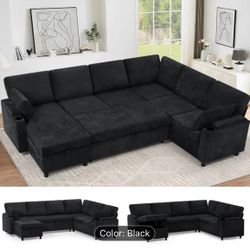 NEW Sectional Sofa with Storage & Pull Out Bed