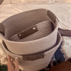 Woven Gray Storage Baskets