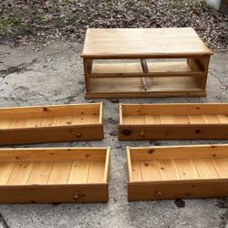 Solid Wood Coffee Table W 4 drawers