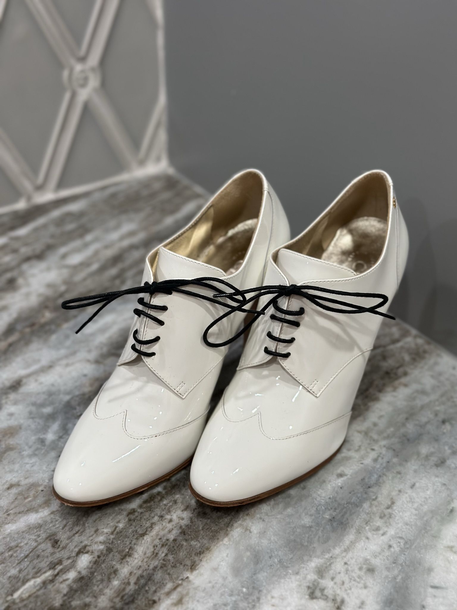 CHANEL white Leather booties