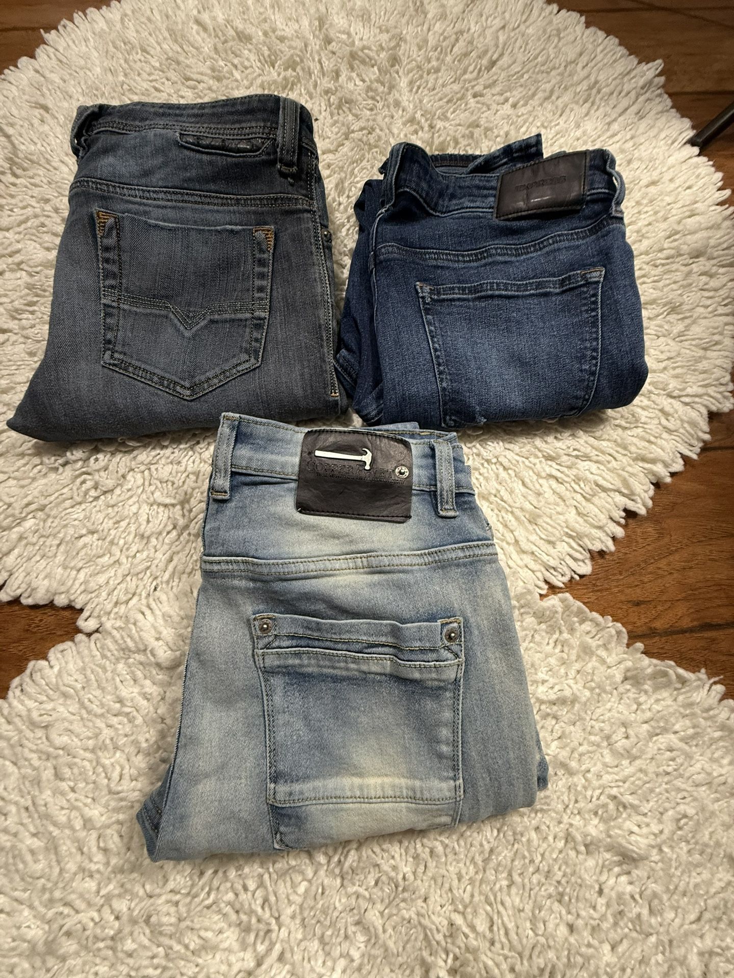 Bundle jeans for men 3pcs Express slim cut Diesel Denim Regular slim straight Copper Rivet Slim fit 32x32