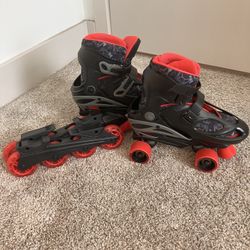 Kids' Adjustable Inline-Quad Combo Skates - Black/Red
