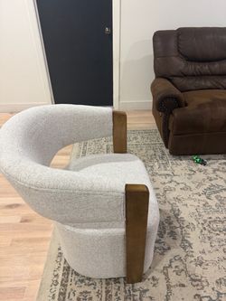 Modern Barrel Accent Chair with Wood Arms