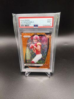 Jayden Daniels 2024 Panini Prizm Football Orange Disco Prizm RC #347 PSA 9 SP
