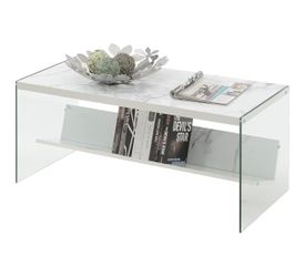 Marble shelf coffee glass table