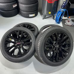 4 Chevy Silverado Tahoe Gloss Black 22" Wheels Rims Tires 