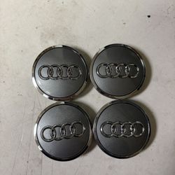 Audi Grey Chrome 61mm Wheel Rim Center Hub Caps Emblem 4PC