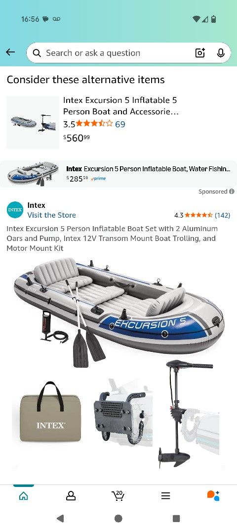 Intex Excursion 5 Person Inflatable Boat Set with 2 Aluminum Oars and Pump, Intex 12V Transom Mount Boat Trolling, and Motor Mount Kit