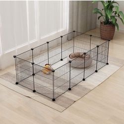 Small Animal Pet Playpen, Guinea Pig Cages, Rabbit Playpen, Dog/Puppy Playpen, Indoor Portable Metal Wire Yard Fence, 15 X 12 Inch, 12 Panels, Black