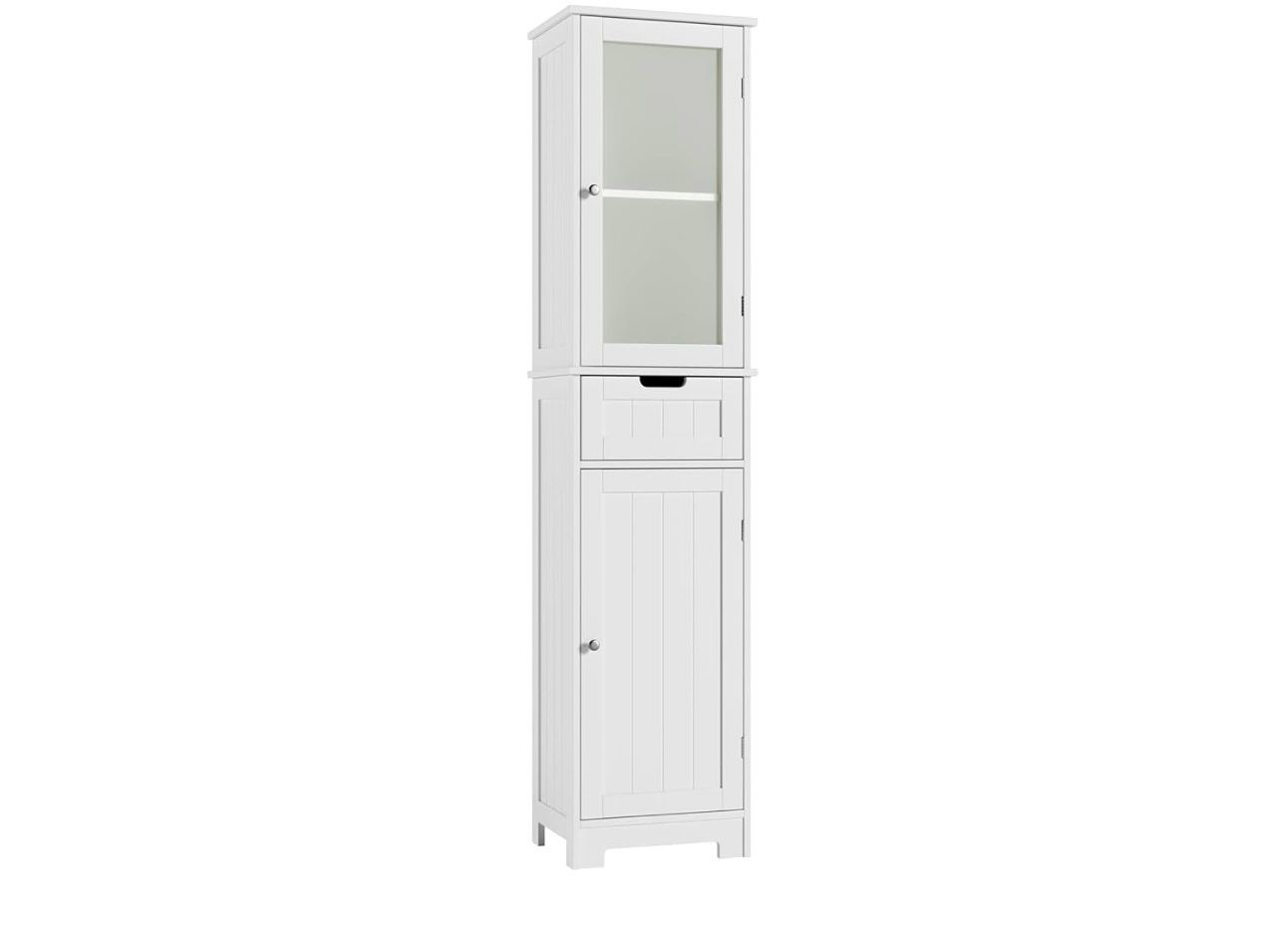 Bathroom Cabinet, Storage Cabinet with 2 Doors & 1 Drawer, Floor Freestanding Cabinet with Adjustable Shelves, Narrow Tall Cabinet for Bathr