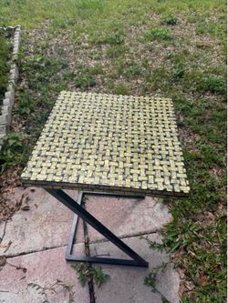 Modern Gold Mosaic C-Shaped Side Table