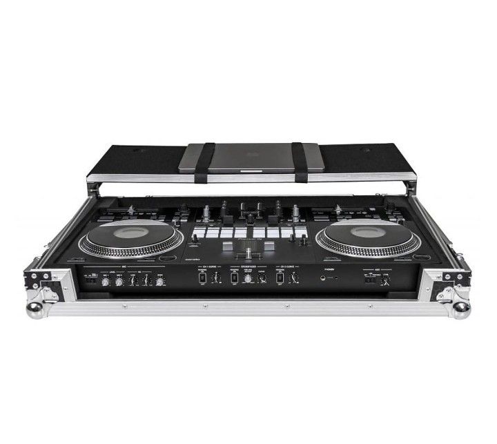 Headliner HL10008 Flight Case With Laptop Platform, Rubber Wheels, and Spring-Loaded Padded Handles For Pioneer DJ DDJ- REV7 DJ Controller