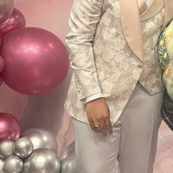 Custom Pink And Silver Suit