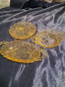 Set of 3  Vintage India  Glass Tiara dishes