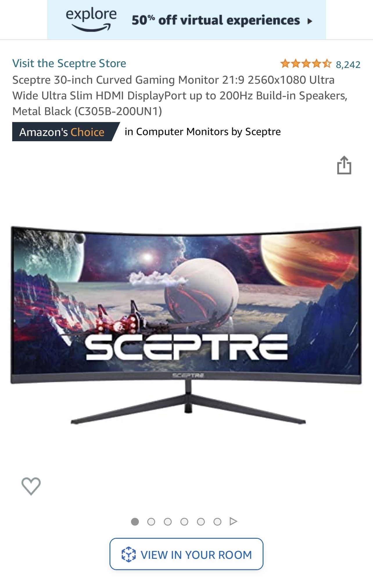 Sceptre P30 Extra Widescreen Monitor 30 curved 200Hz
