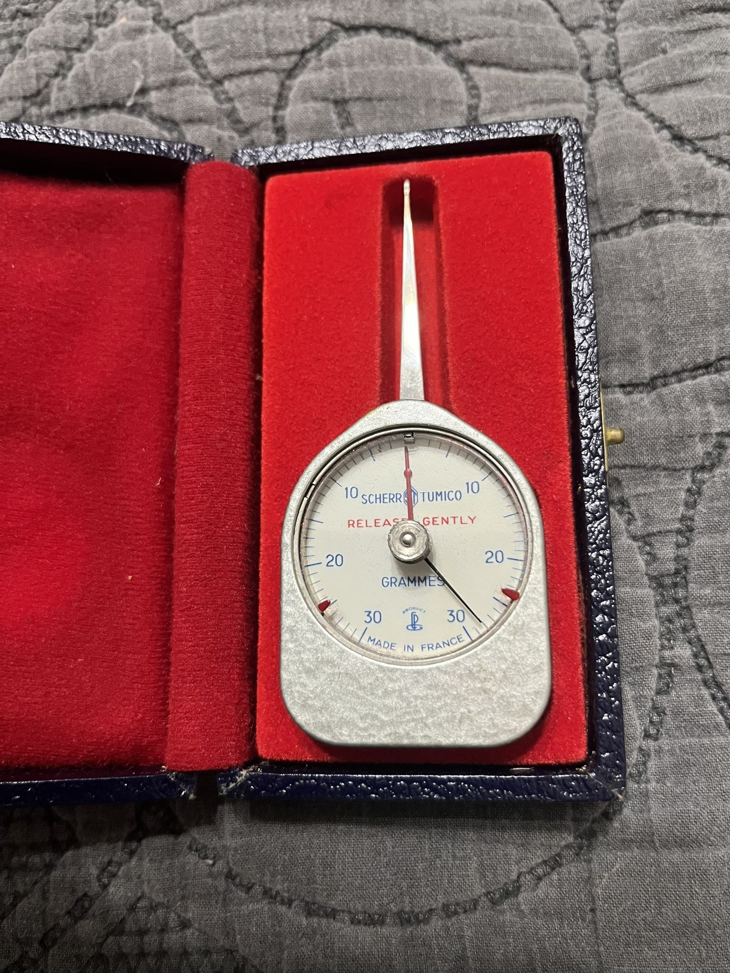 Scherr-Tumico Dial Gram Gauge – 0–30g Precision Force Meter – Made in France