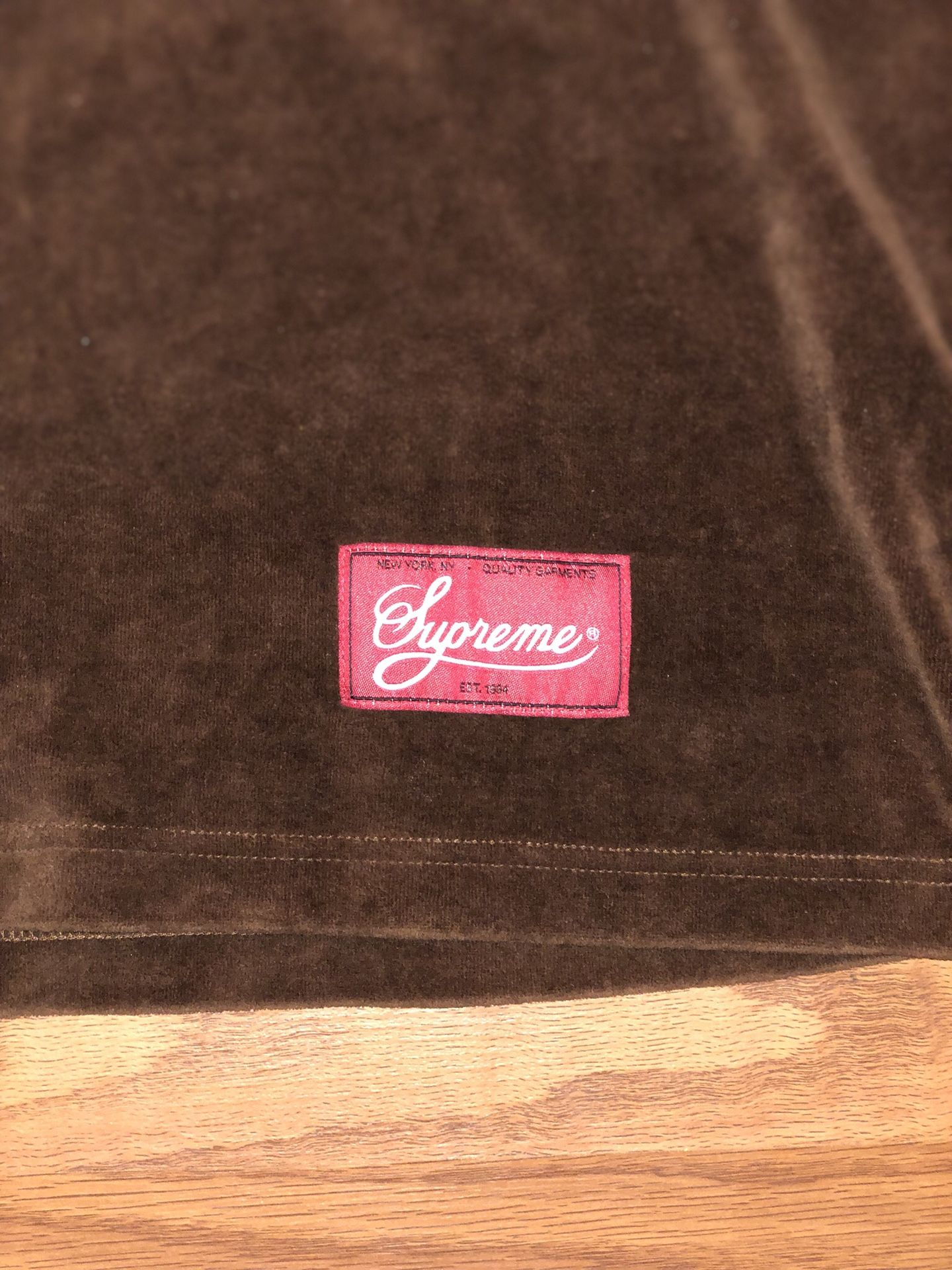 Supreme velour baseball jersey.