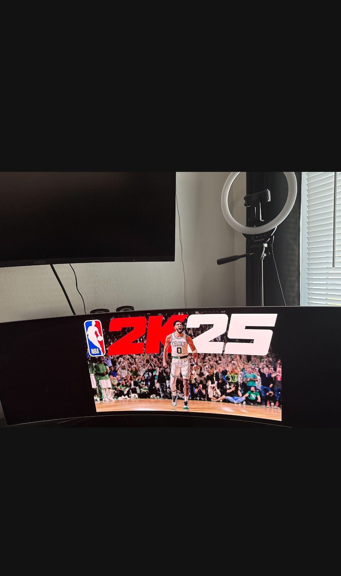 Curved Gaming/Working Smart Monitors(G9 Oled)w/L Shape Gaming Desk