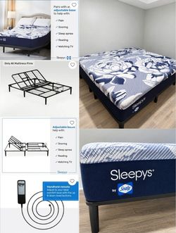 0King Size Sleepy's By Sealy Premium Memory Foam Mattress and Adjustable Base