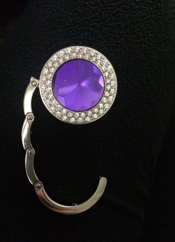 Purple/violet jewelled table handbag hanger