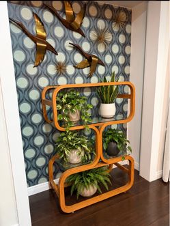 Mid Century Modern Plycraft MCM Vintage Atomic Wood Glass Étagère Shelf Book Display Unit 60s 70s