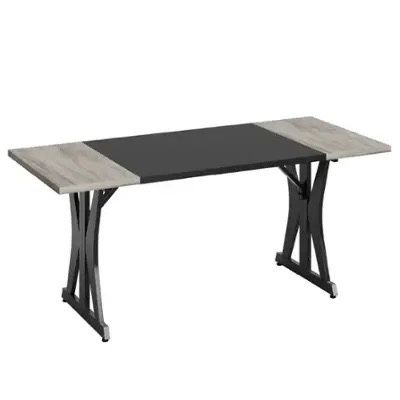 Bestier 71Inch Rectangular Dining Table for 6-8 People Wooden Kitchen Table with Metal Legs Computer Desk - Gray