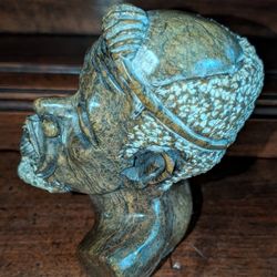 Hand Carved Stone Male African Bust