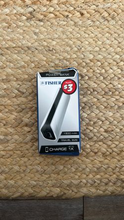 Fisher Power Bank Portable Charger 1500mAh 1-Port Black/White Travel Size