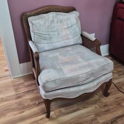 Wooden Cane Arm Chair 80s Print