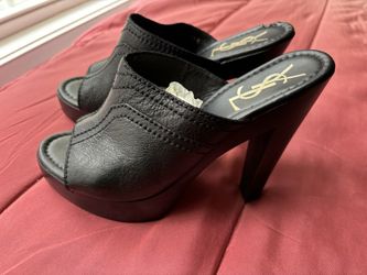 YSL Women’s Black Leather Heels Size 38 1/2 