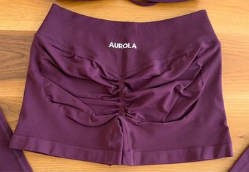 Aurola Women's Ruched Athletic Shorts- Cherry Medium