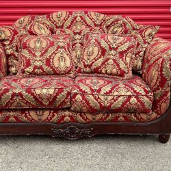 couch sofa loveseat vintage red