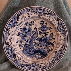 Antique/Vintage Blue And White Delft 10" Plate 