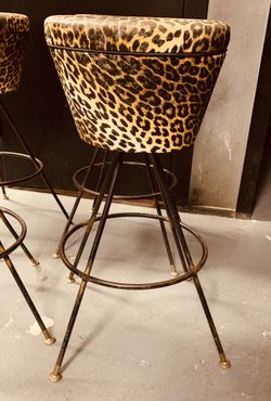 Vintage Atomic Age Mid Century Modern Faux Leopard Bar Stools Set Of 4 for Sale in New York NY OfferUp