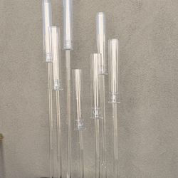 7-Arm Crystal Candelabra Round Taper Design with Mirror Base 33" Clear