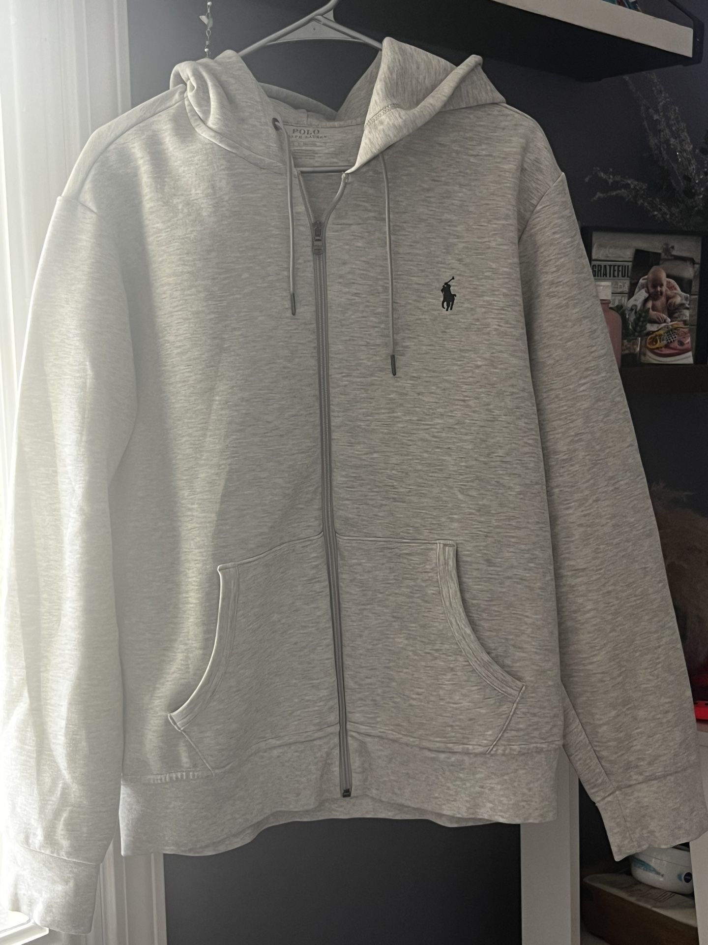 Ralph Lauren Gray Zipper Hoodie Blk Logo