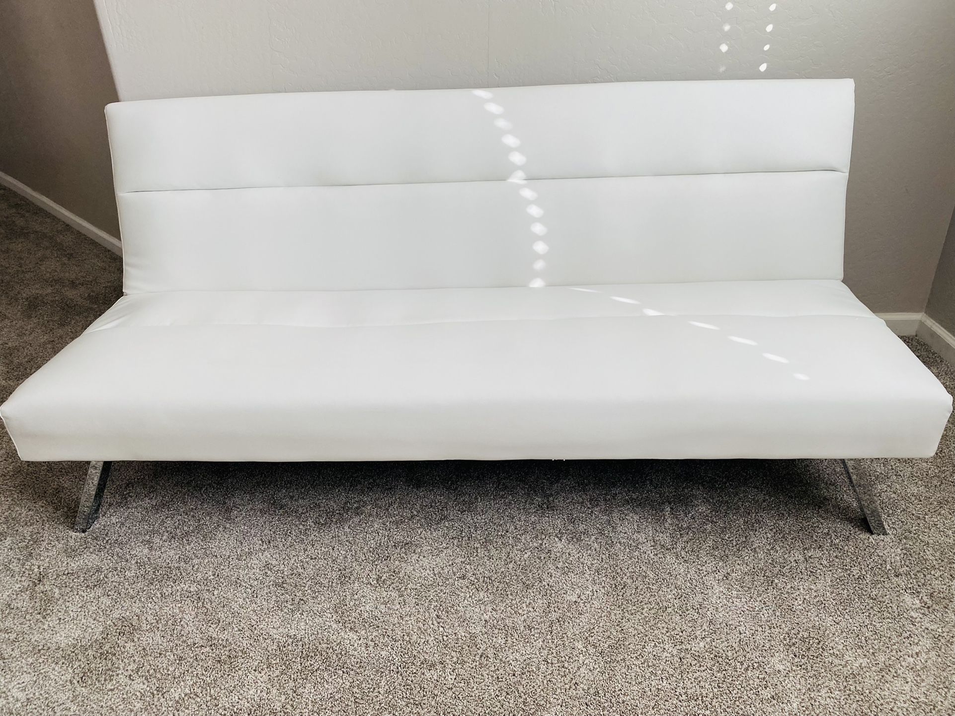 White Leather Futon Couch 