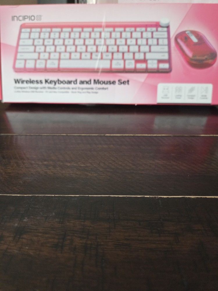 Bright Pink Wireless Mouse And Keyboard