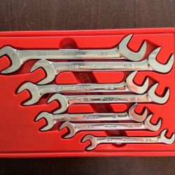 Snap -On 7 Piece Angle Head Open End Wrench Set (3/8 to 3/4 inch)