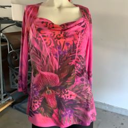 B.L.E.U Colorful Top Womens Large  