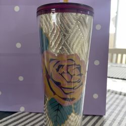 Starbucks Fall 2020 Gold Quilted Rose Venti Tumbler 24oz