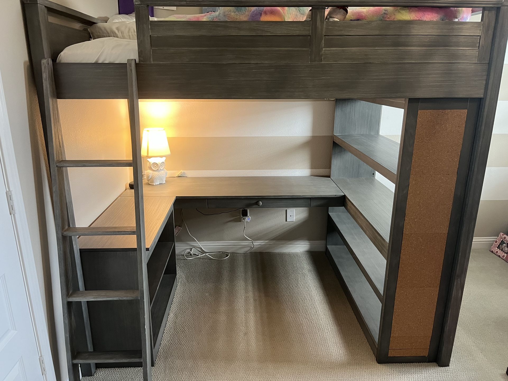 Pottery Barn Full Size Bunk Bed With Desk And Book Shelf. $2400 New.