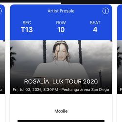 ROSALIA LUX Tour 2026 Tickets San Diego Pechanga Arena
